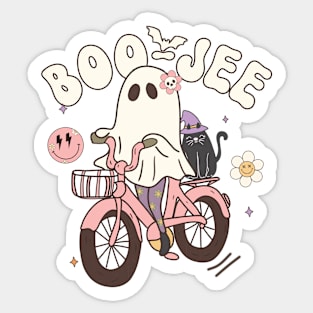 Funny Boo jee Vintage Halloween Design Groovy - Ghost Halloween Costume Present Idea For Girls Sticker